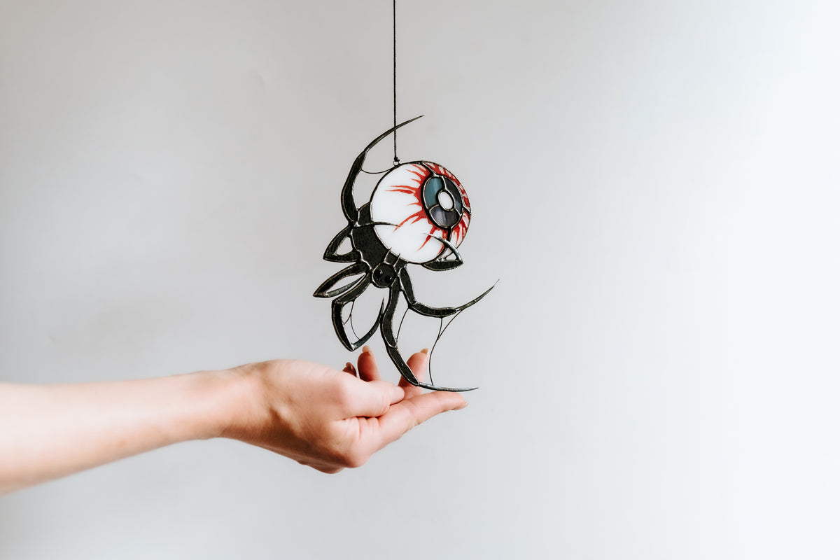 Handmade Stained Glass Spider Suncatcher | Gothic Halloween Window Decor | Made in Ukraine