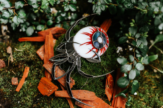 Handmade Stained Glass Spider Suncatcher | Gothic Halloween Window Decor | Made in Ukraine