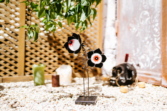Handmade Stained Glass Eyeball Flower Table Decor | Gothic Halloween Decor | Made in Ukraine