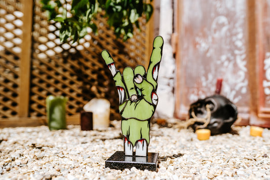 Handmade Stained Glass Rock On Zombie Hand Decor | Halloween Figurine | Made in Ukraine