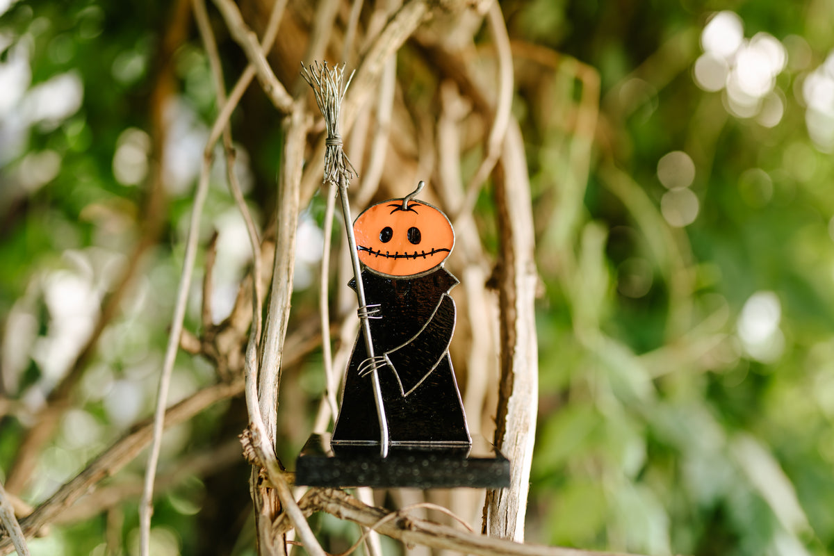 Handmade Stained Glass Pumpkin Figurine | Halloween Suncatcher Decor | Made in Ukraine