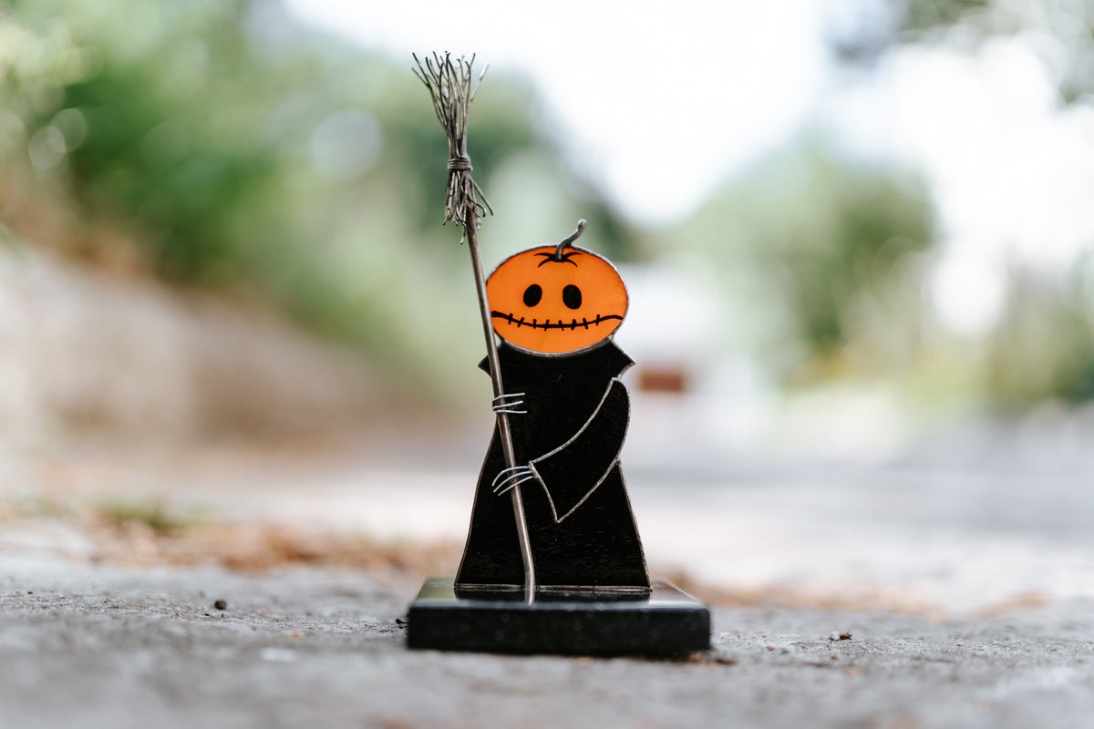Handmade Stained Glass Pumpkin Figurine | Halloween Suncatcher Decor | Made in Ukraine