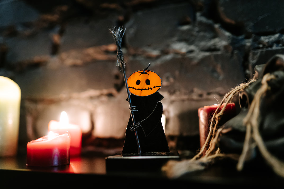 Handmade Stained Glass Pumpkin Figurine | Halloween Suncatcher Decor | Made in Ukraine