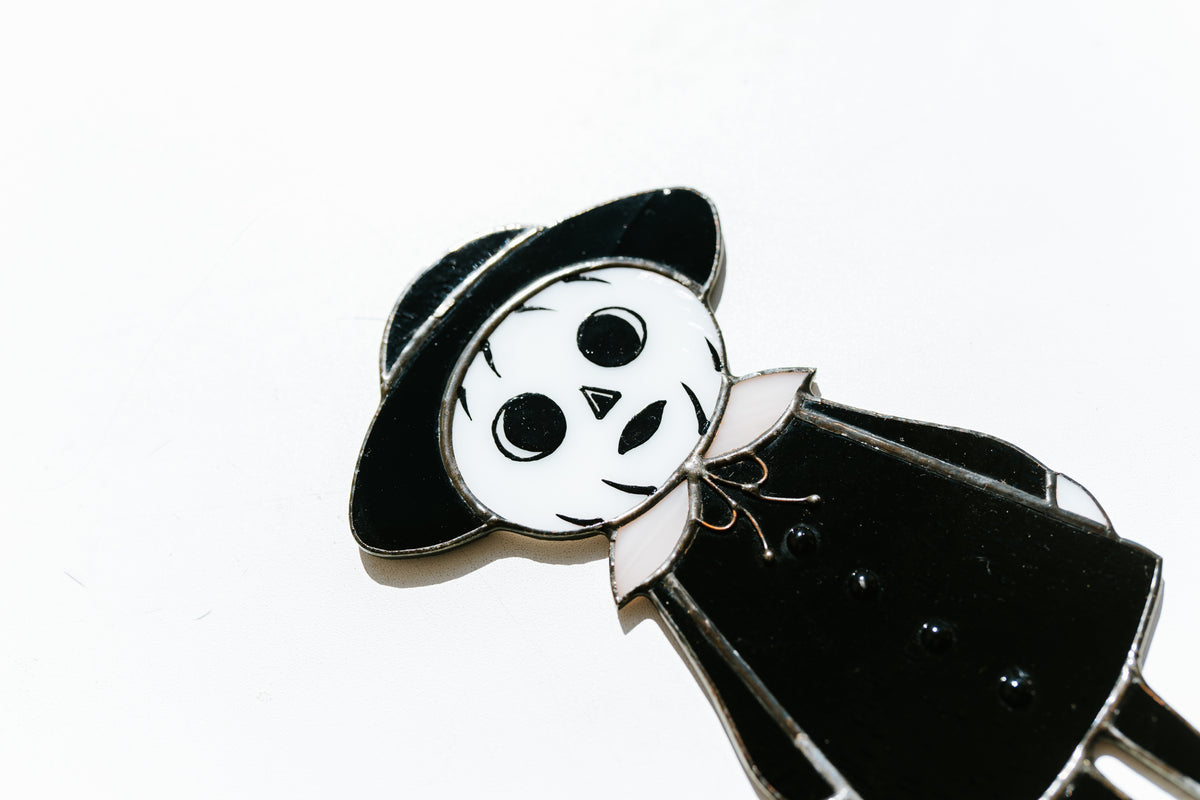 Handmade Stained Glass Scarecrow Girl Suncatcher | Spooky Halloween Decor | Made in Ukraine