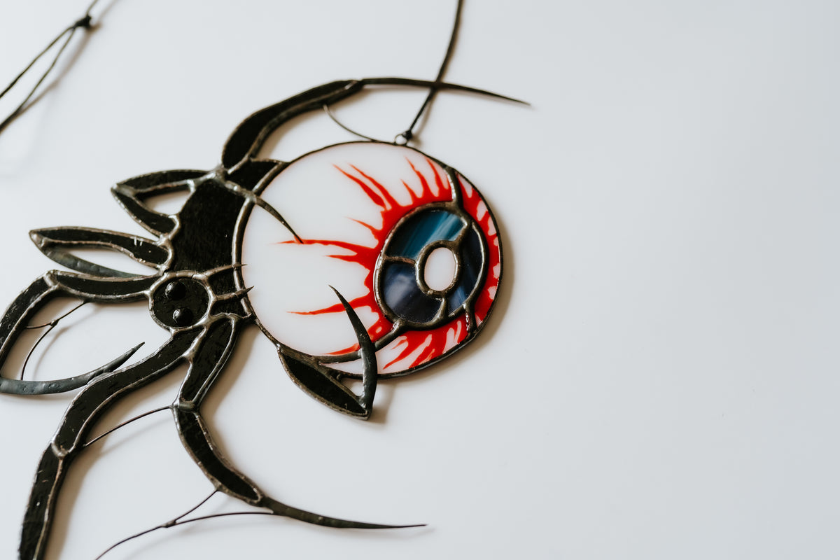 Handmade Stained Glass Spider Suncatcher | Gothic Halloween Window Decor | Made in Ukraine
