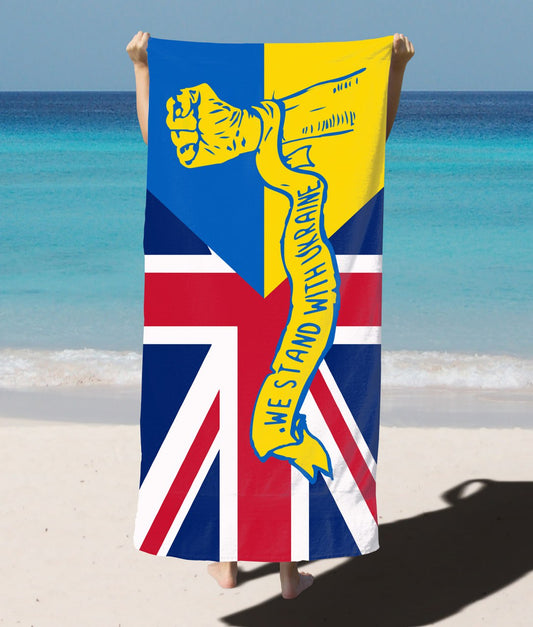 Beach Towel-flag Ukraine + GB "We stand"