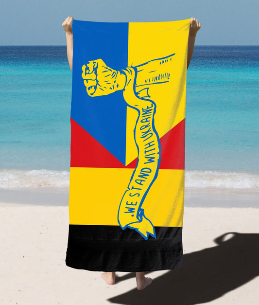 Beach Towel-flag Ukraine + Belgium "We stand"