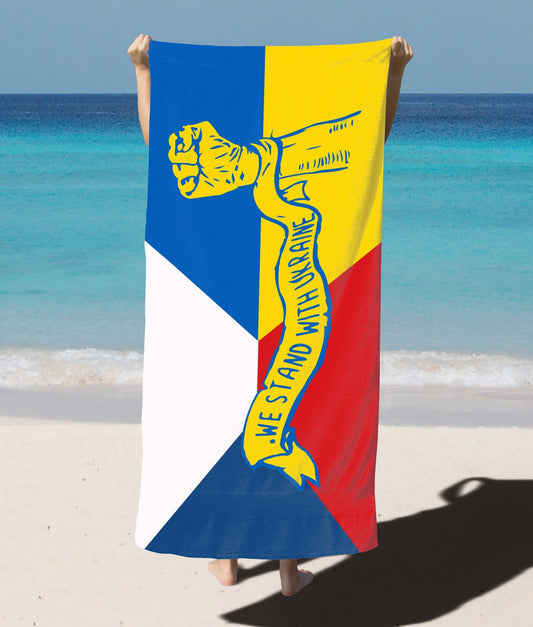 Beach Towel-flag Ukraine + Czech "We stand"