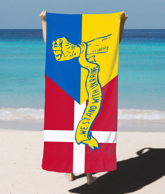 Пляжний рушник-флаг Україна + Данія "Ми стоїмо"