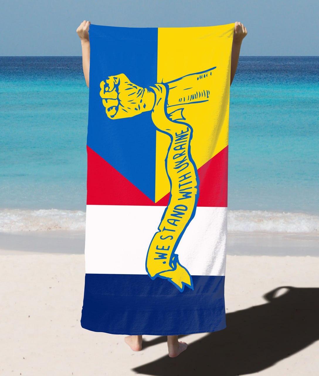 Beach Towel-flag Ukraine + France "We stand"