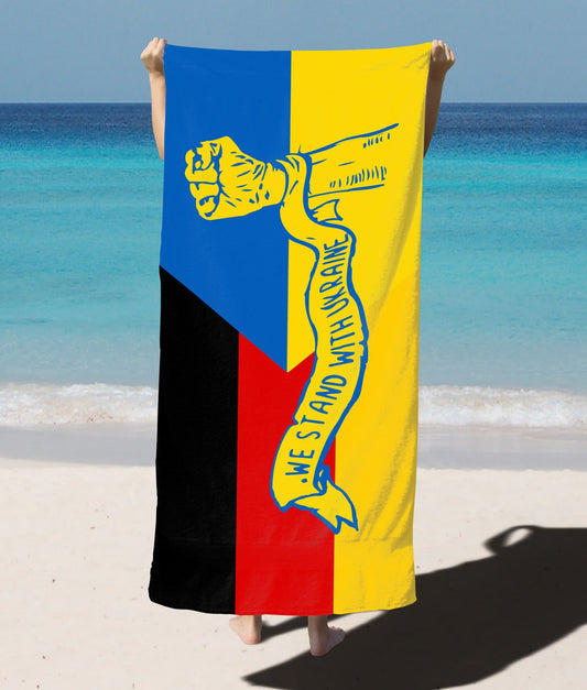 Beach Towel-flag Ukraine + Germany "We stand"