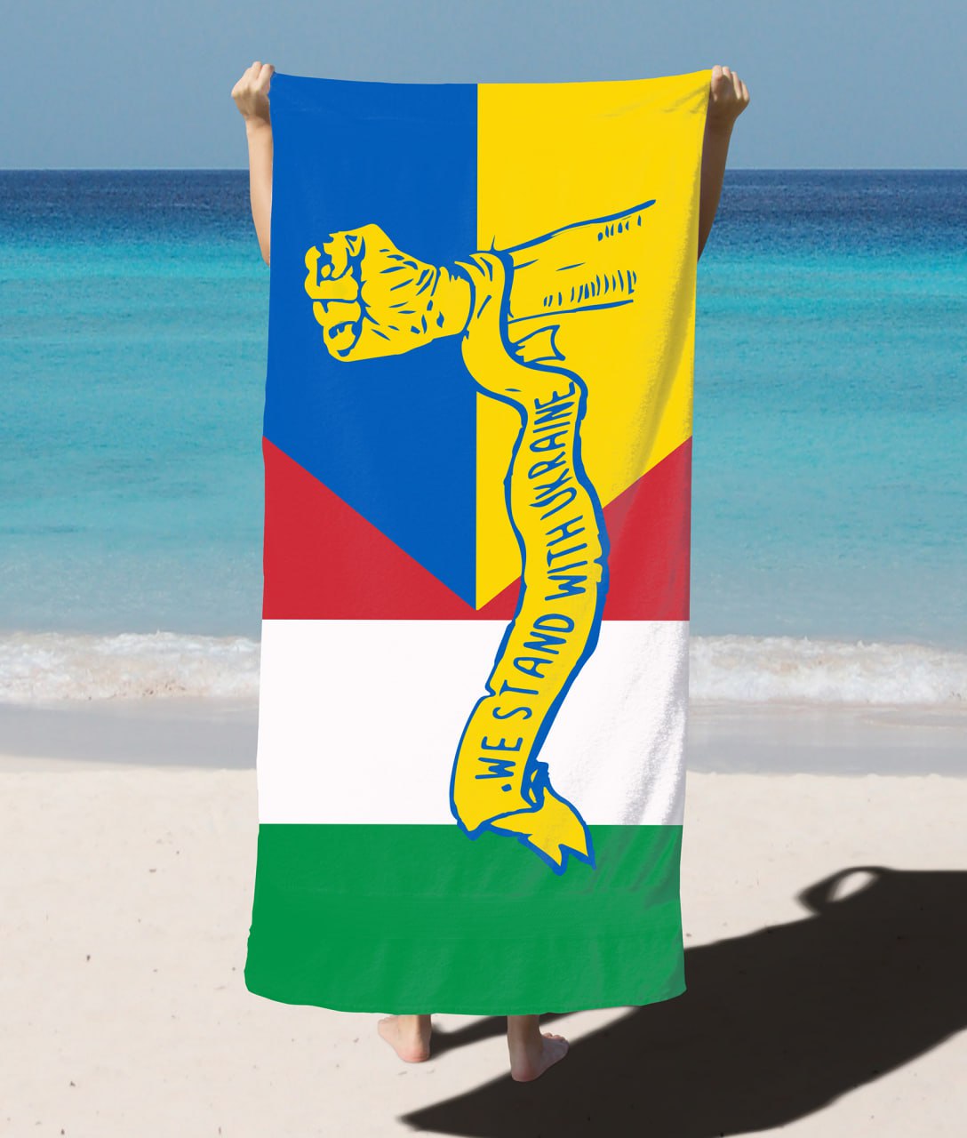 Beach Towel-flag Ukraine + Italy "We stand"