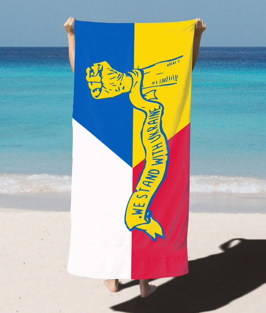Beach Towel-flag Ukraine + Poland "We stand"