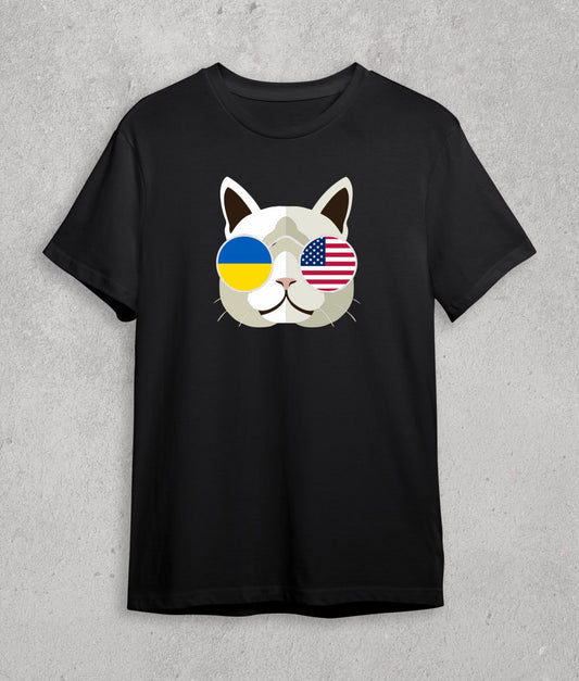 Футболка Україна + США (котик) 