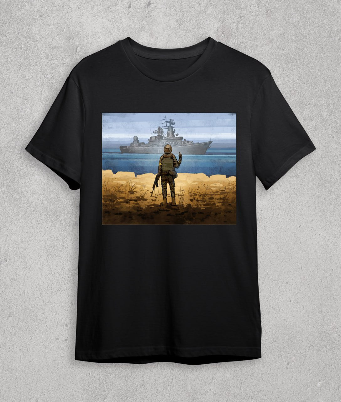 T-shirt with russian warship