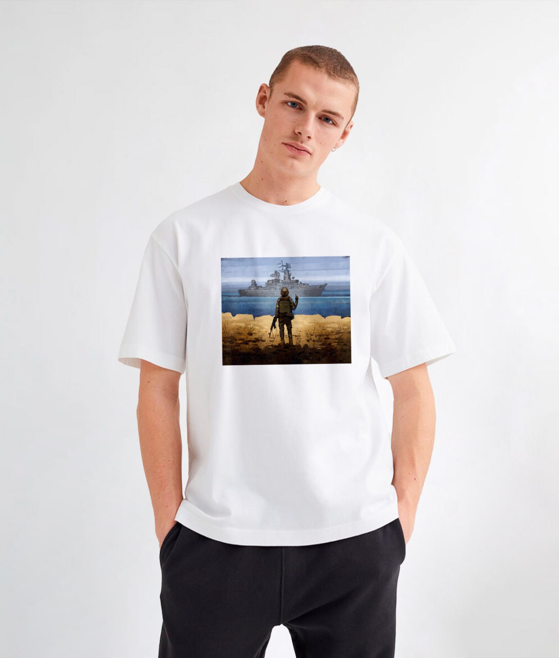 Oversize T-shirt with russian warship