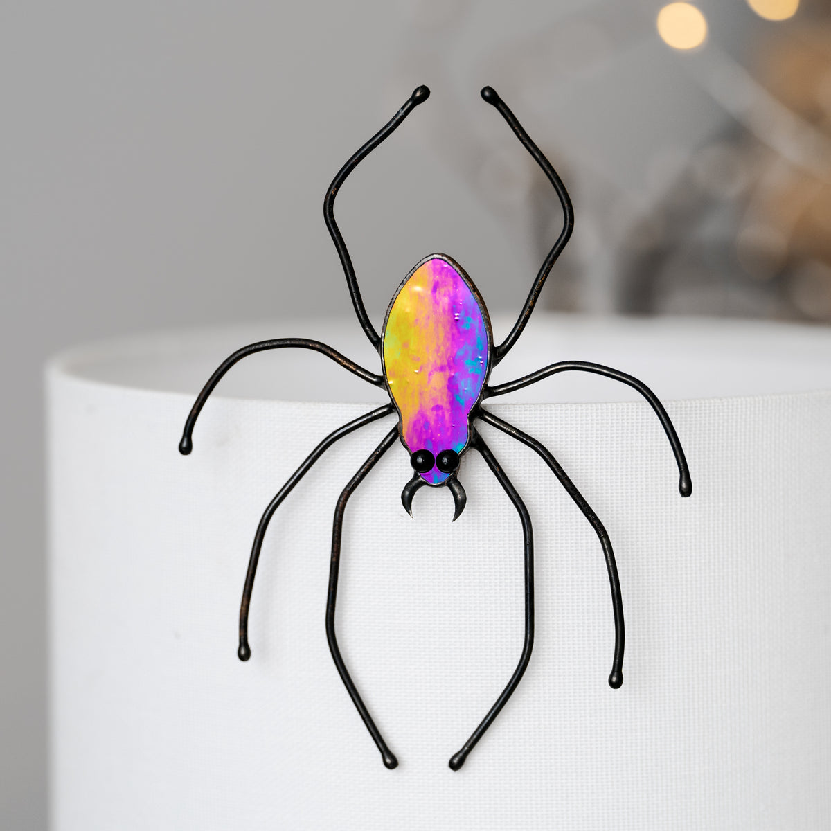 Handmade Stained Glass Spider Pot Decor | Halloween Plant Decoration | Made in Ukraine