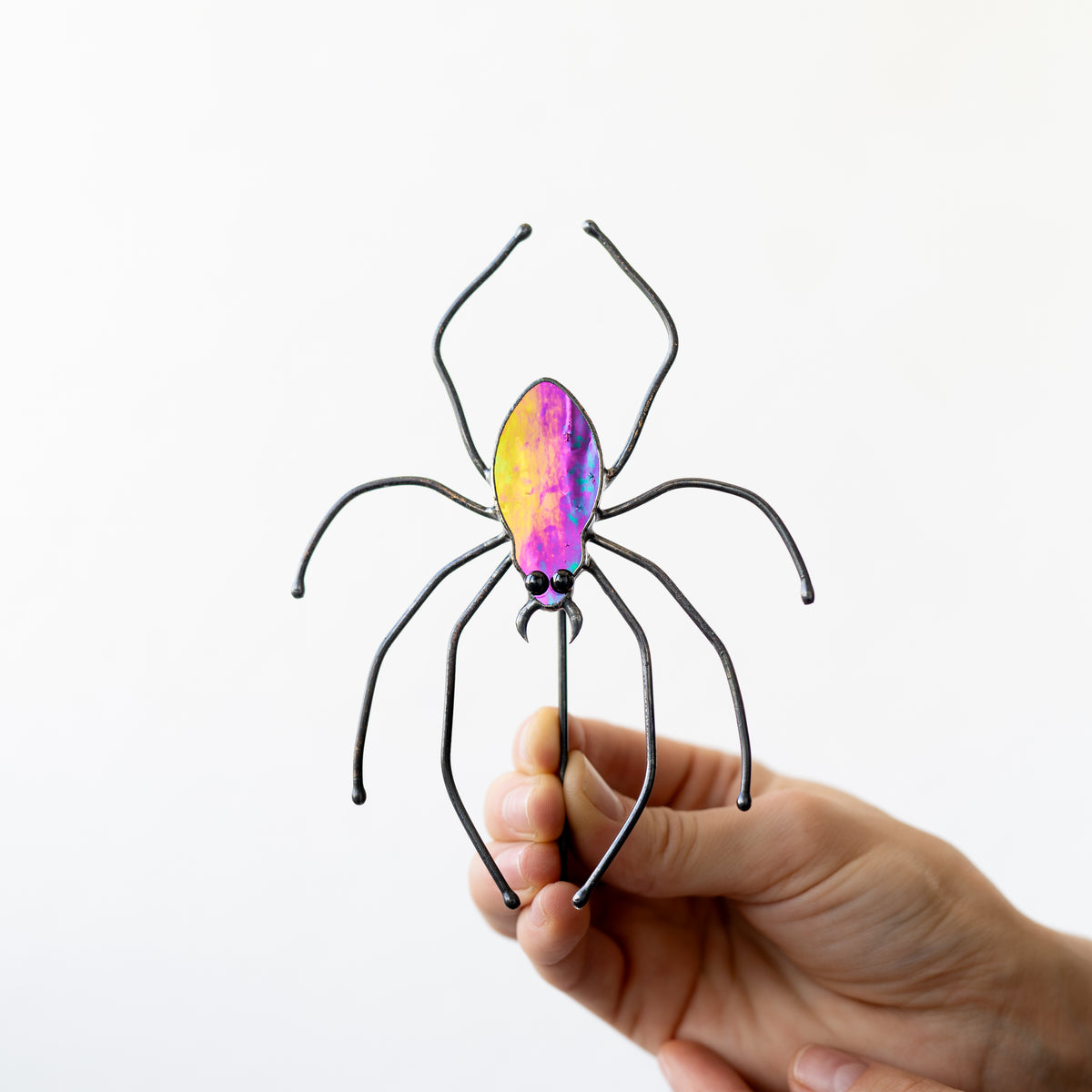 Handmade Stained Glass Spider Pot Decor | Halloween Plant Decoration | Made in Ukraine