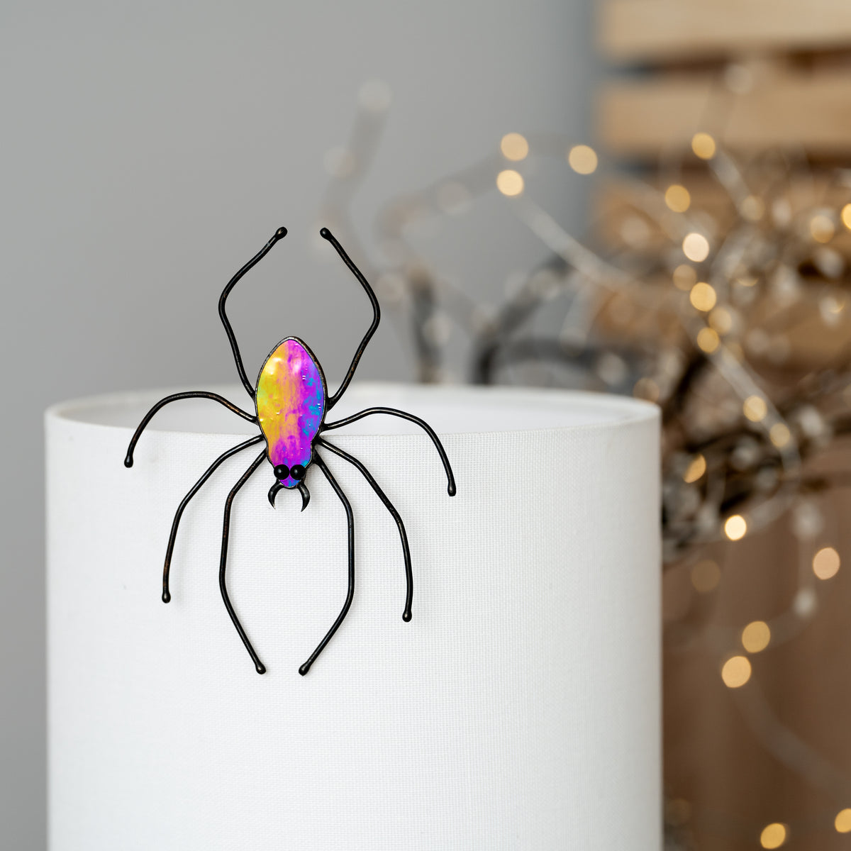 Handmade Stained Glass Spider Pot Decor | Halloween Plant Decoration | Made in Ukraine