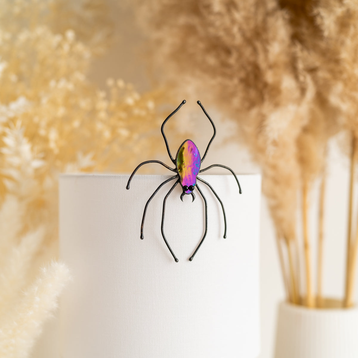 Handmade Stained Glass Spider Pot Decor | Halloween Plant Decoration | Made in Ukraine