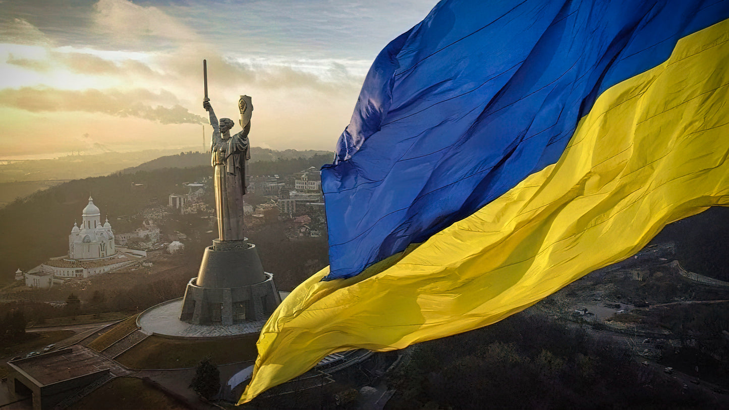 Puzzle Ukrainian flag and Monument, Kyiv