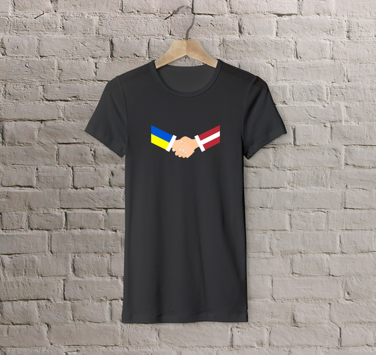T-shirt Latvia + Ukraine (handshake)