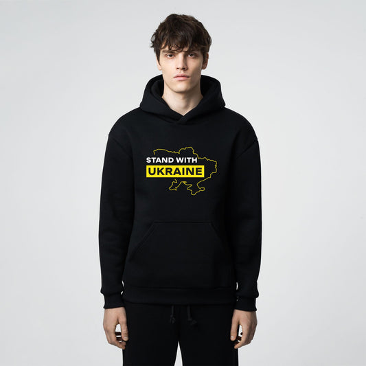 Casual hoodie with Stand with Ukraine logo