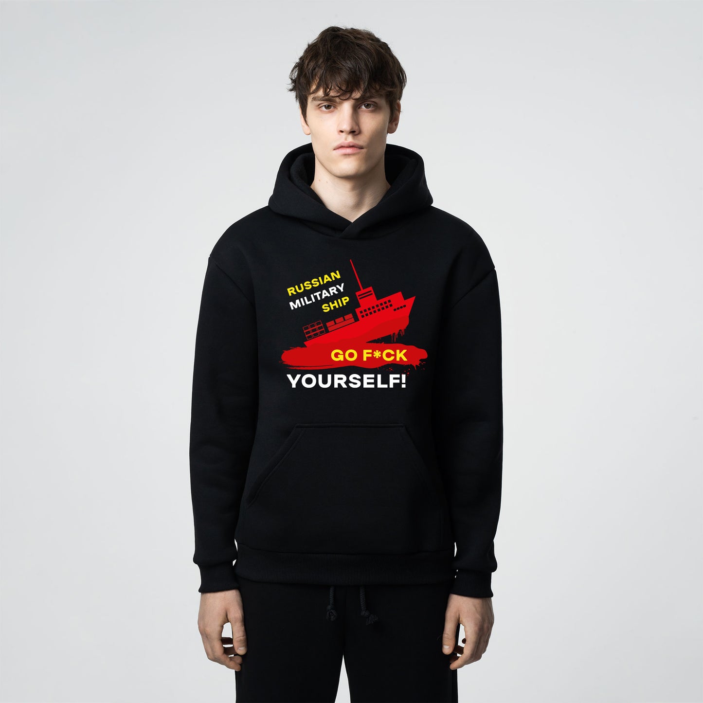 Casual hoodie russian military ship, go f*ck yourself